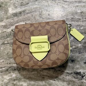 COACH Morgan Crossbody Saddle Bag Khaki/Pale Lime